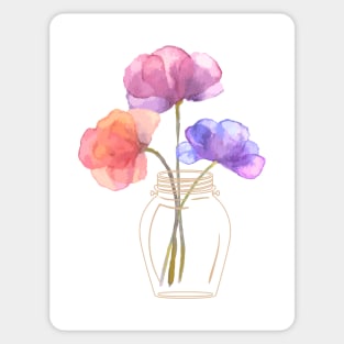 Mason Jar With Flowers Sticker